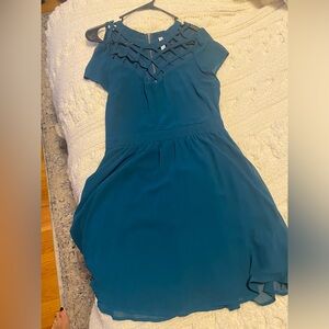 TARGET | emerald green/blue cut out dress size M with gold exposed zipper
